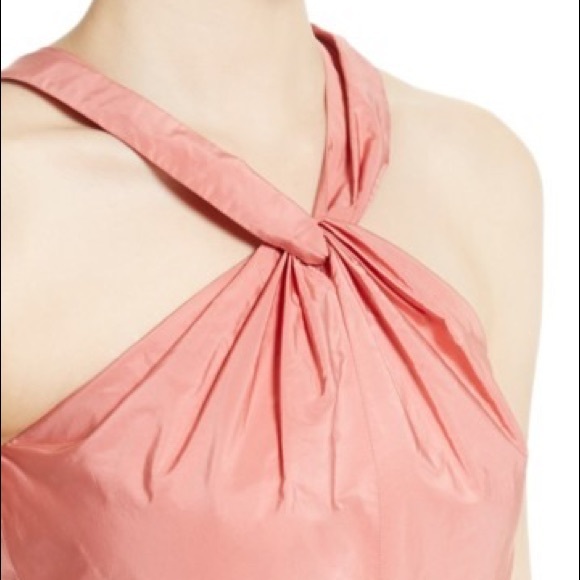Rebecca Taylor Knot Neck Taffeta Dress coral color - Picture 4 of 8